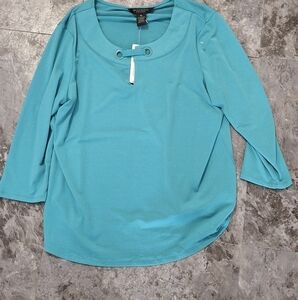 Investments petites Teal Women's Top size PL. NWT. A&M